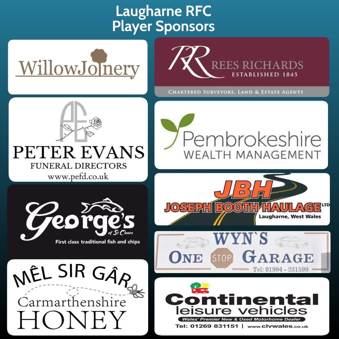 LaugharneRFC's tweet photo. 🟡LEISURE WEAR SPONSORS🔵

We as a club would like to thank the sponsors who have kindly supported each player with their funds towards leisure kit this season.

Your support is greatly appreciated and we look forward to welcoming you all during the season 👌🏉🙏 https://t.co/R7ZKBB4Wud