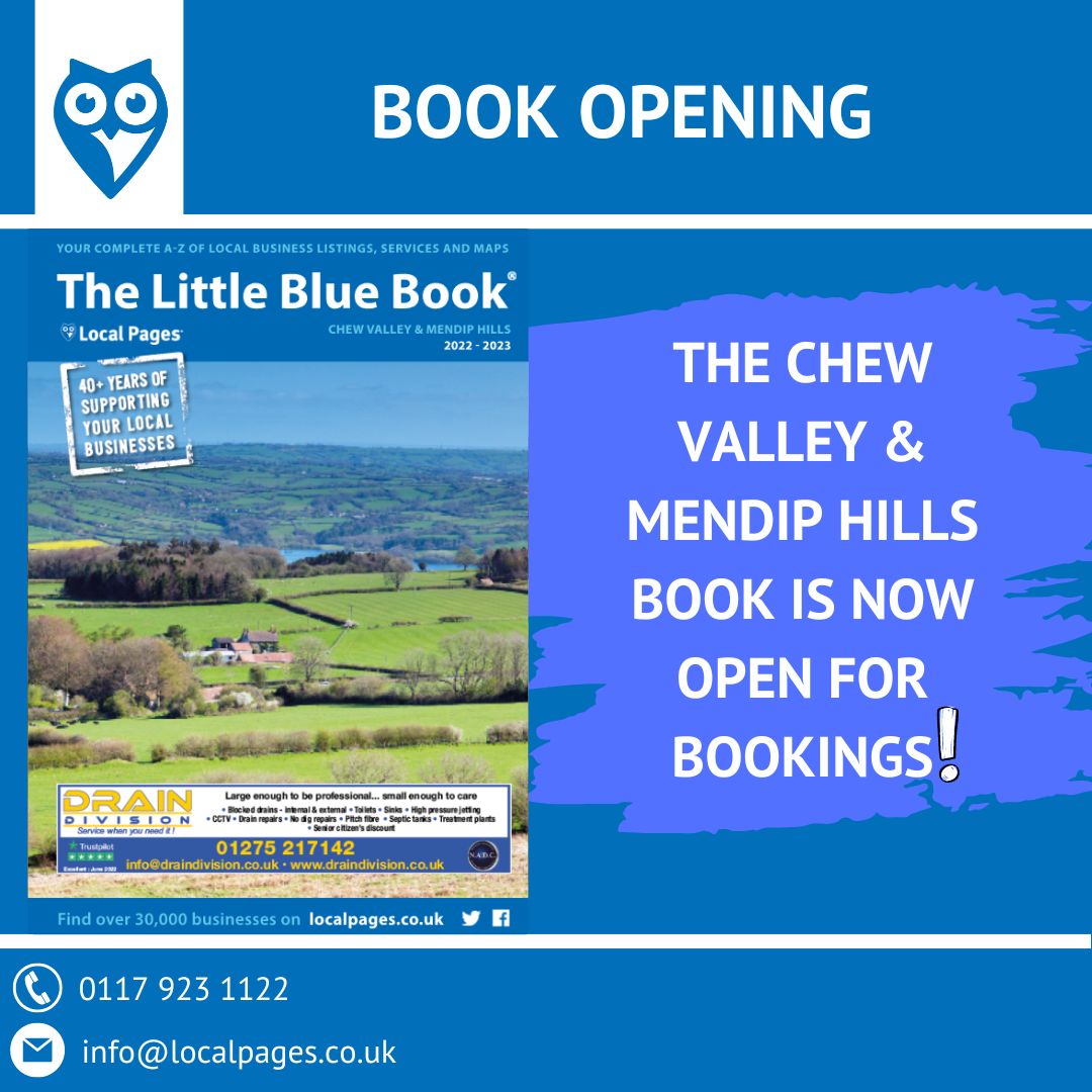 Local Pages (@tweetlocalpages) on Twitter photo Local businesses, have you claimed your free entry to the Local Pages Chew Valley & Mendip Hills book?
Reserve your space today!
You can contact us at 0117 923 1122
Alternatively, you can contact us at: info@localpages.co.uk
#specialoffer #freeentry #chewvalley #mendiphills Local businesses, have you claimed your free entry to the Local Pages Chew Valley & Mendip Hills book?
Reserve your space today!
You can contact us at 0117 923 1122
Alternatively, you can contact us at: info@localpages.co.uk
#specialoffer #freeentry #chewvalley #mendiphills