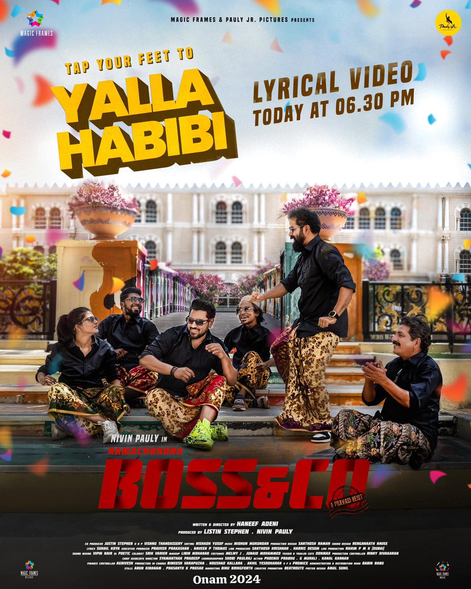 Vignesh85560324's tweet photo. #RamachandraBossandCo dropping their first single #YallaHabibi today at 6:30PM 😎

#APravasiHeist #BossandCoArrives #ThisOnam 

 @agnivesh_22 @noushad_kal https://t.co/Puzlz0vp5s