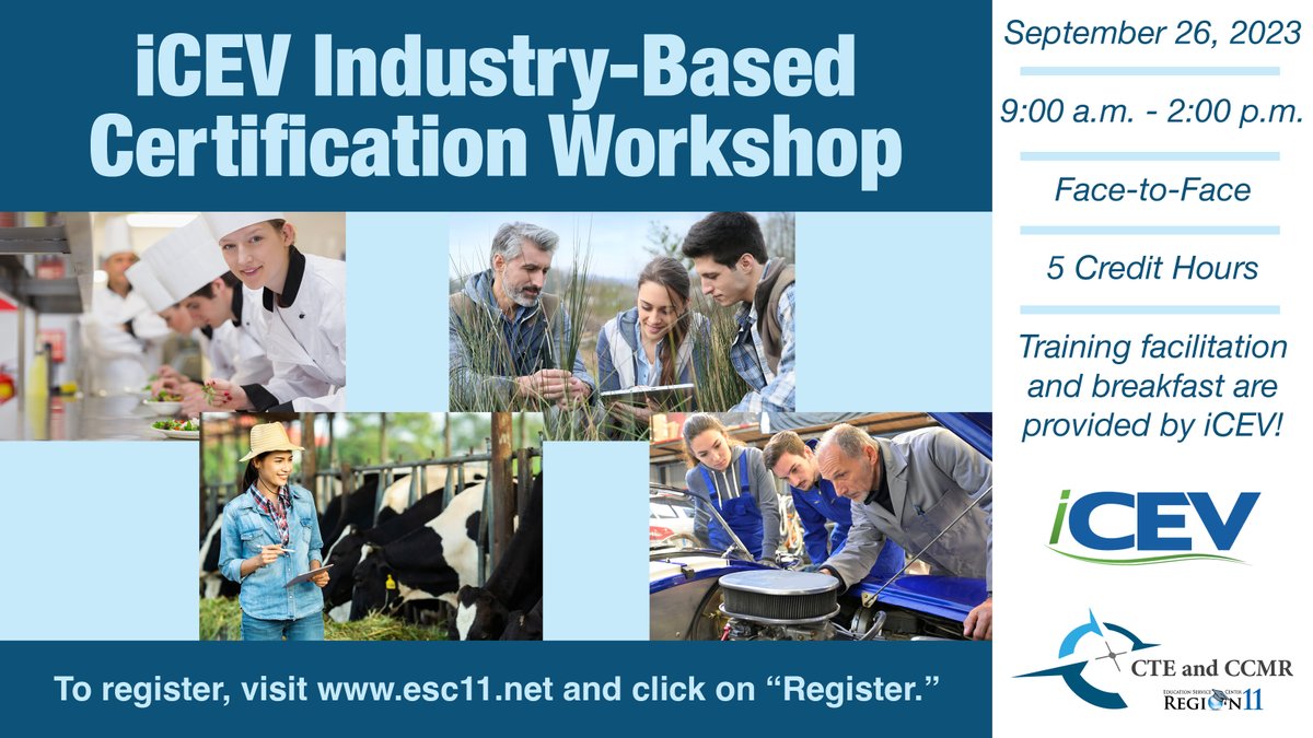 Space is limited, register to attend if you are offering these certifications. Teachers have the opportunity to take the exams themselves!  registration.esc11.net/catalog/sessio…