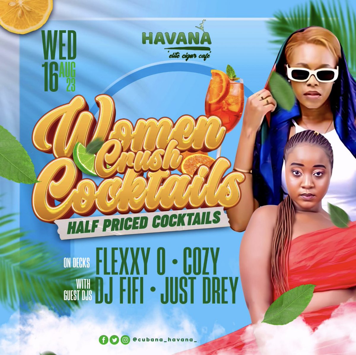 Come join me for Wednesday Crush Cocktails at Havana in Bulawayo Tomorrow! 🥳