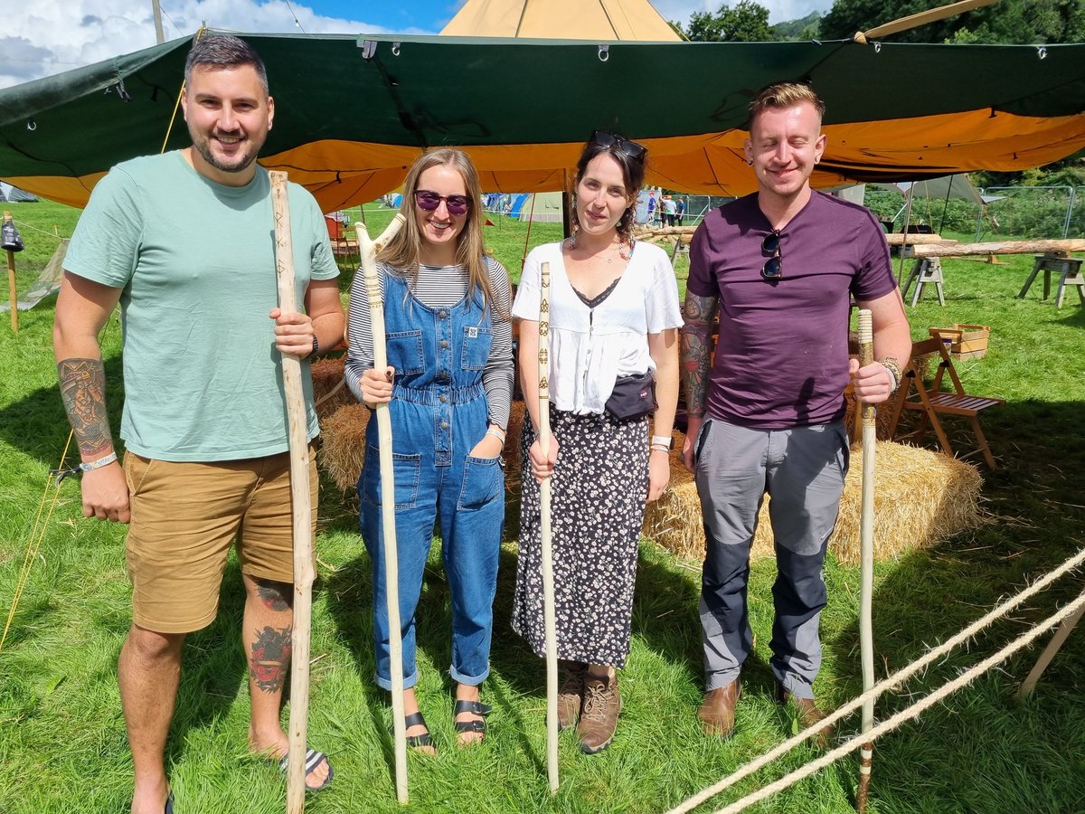 Fantastic creations so far and we've sold out in stick carving for the next 2 days already! Grab your final places for round pole framing @GreenManFest
