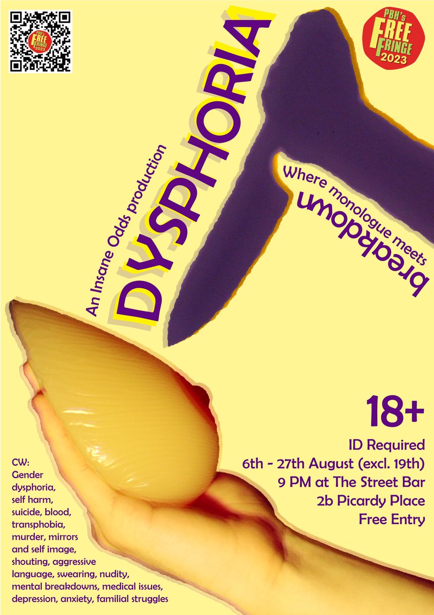 _Insane_Odds_'s tweet photo. @edfringe Our poster and flyers are pretty dang yellow if you ask me!

DYSPHORIA 9pm every night apart from the 19th and 23rd https://t.co/veSVEG6GKp