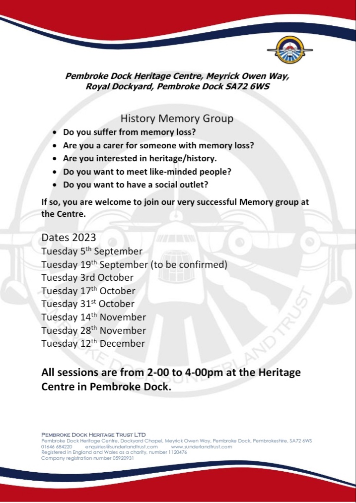 Thank you Gareth for the dates for the history memory group <a href="/PDHeritageCent/">The Pembroke Dock Heritage Centre</a>  #dementia