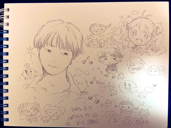 #ぱやちの生誕祭29 で死ぬほど語った例のレベチ絵ウマお友達と自宅でお絵描き交換した❤️‍🔥爆速でクソ可愛い似顔絵を描いてくれたのでみんなにも見せたげよう‼️(自慢)(許可得ました)1枚目はおれが渡した絵‼️たのしいだった☺️ 
