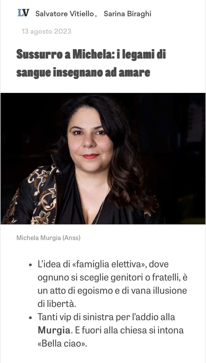 “Le iene… dei giornali.
Nel fango affonda lo stivale dei maiali”

I vili, quelli che non hanno mai retto un confronto con lei, continuano a temerla e sputano il veleno residuo ora che lei non può più rispondere loro.
 #MichelaMurgia