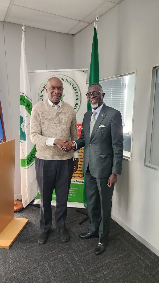 This afternoon, I had the honour to pay a courtesy call on Mr. Enobot Agboraw, the Executive Secretary of African Commission on Nuclear Energy. I was fully briefed about the AFCONE mission in regard to the usage of uranium for civilian purposes, i. e.Agriculture and medicines etc