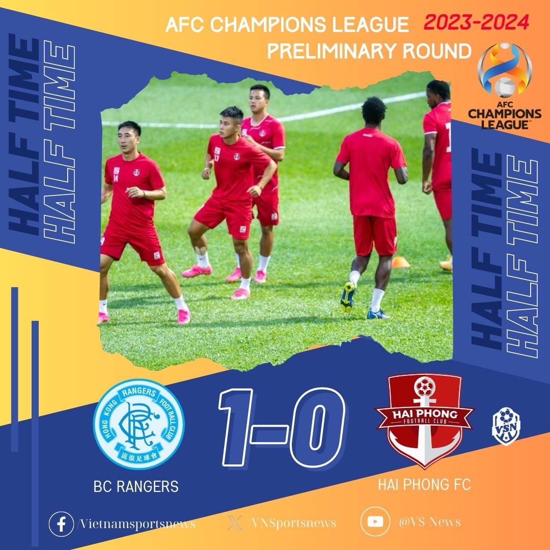 VNSportsnews's tweet photo. AFC Champions League 2023/2024
Preliminary round
HALF TIME
BC Rangers 1-0 Hai Phong FC
[1-0] Y. Kanda (41')
#ACL #AFC #HaiPhongfc #vsn https://t.co/QhXbZCx5oF