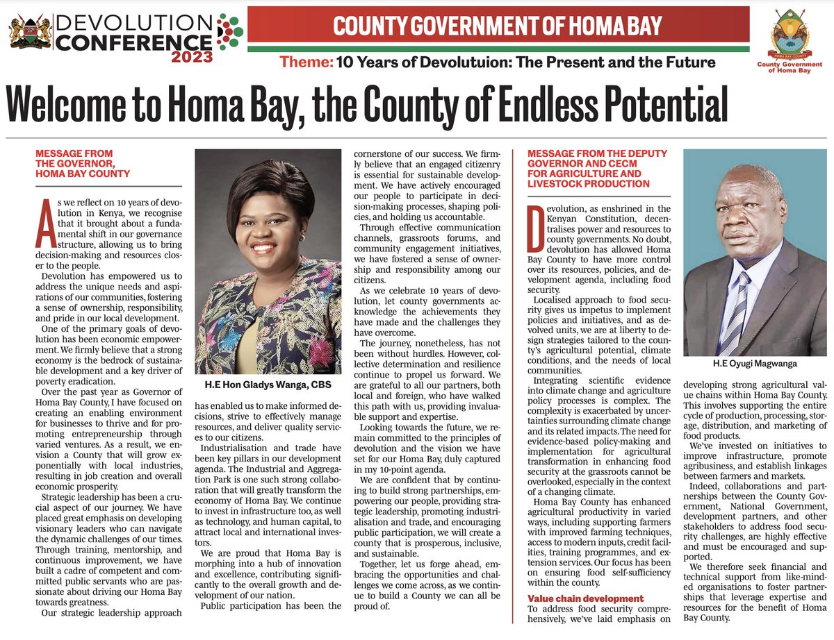 ntvkenya's tweet photo. SP: COUNTY GOVERNMENT OF HOMA BAY

10 Years of Devolution: The Present and the Future

Welcome to Homa Bay, the County of Endless Potential https://t.co/EjuOhNWgK7