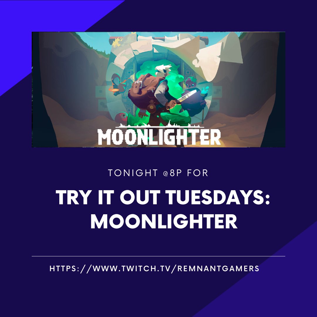 RemnantGamers's tweet photo. Tonight at 8p EDT we will be trying out Moonlighter by @11bitstudios  #indiegame #gamedev #indiedev #indiegamedev #actionRPG #11bitstudios #DigitalSun #Dungeon #Shopkeeping #fantasy #action #roguelite #roguelike #videogames #gaming #console #Zeldalike #pixelart #adventure https://t.co/7ebtdiHSpz
