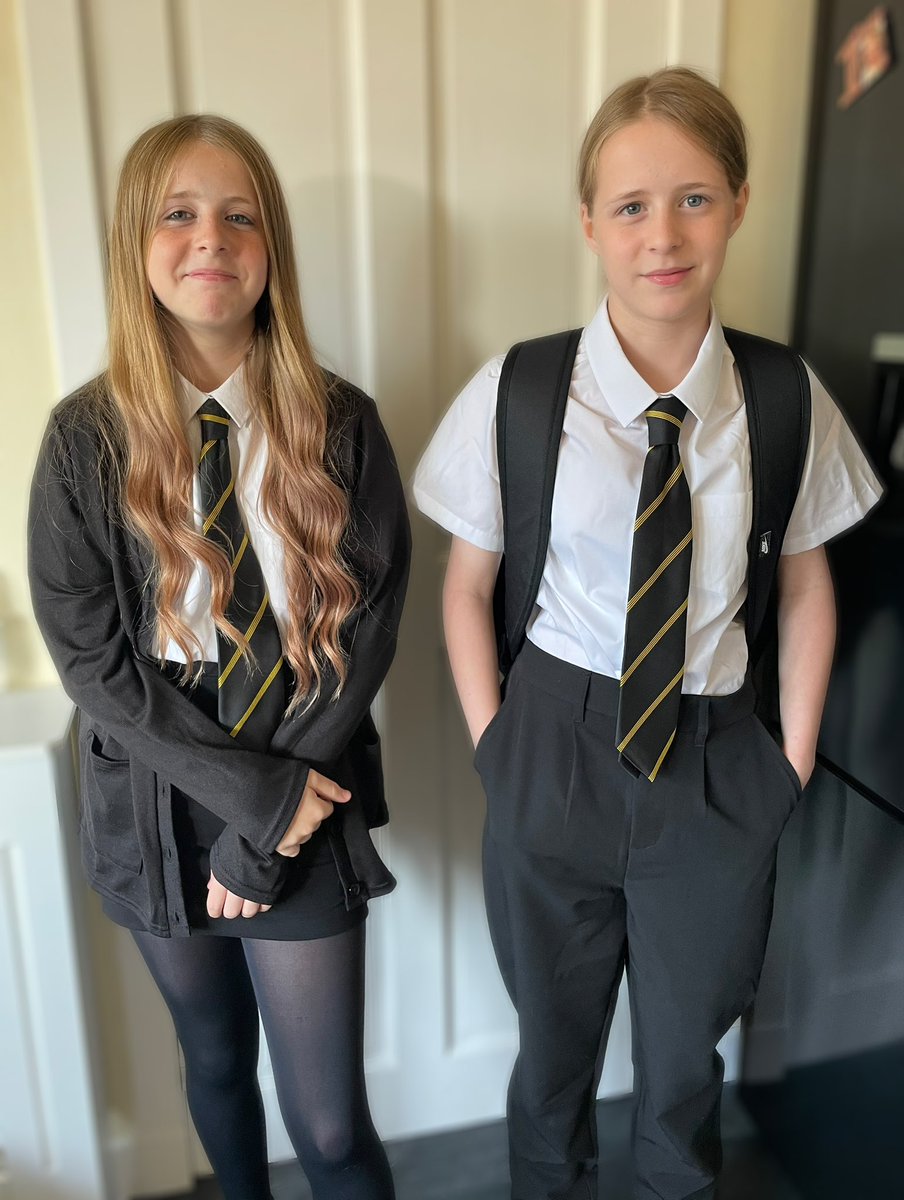 Ladyjane841's tweet photo. Looking grown up &amp; very beautiful this morning! Can’t believe your both in S2 already! 🥰 Just remember working hard is important. But there is something that matters even more: believing in yourself! 

#backtoschool2023 #bethebestyoucan #secondaryschool #education #proudmum https://t.co/p7BSjk62Qw