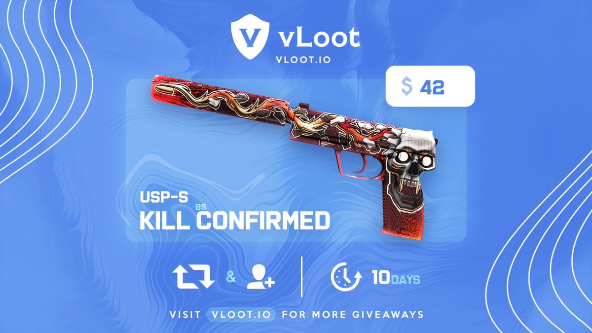 USP-S Kill Confirmed Giveaway🎁

✅ Follow <a href="/vloot_io/">vLoot.io</a> and Retweet
✅ Tag 1 friend 

Winner drawn in 10 days, Good luck❤️

#CSGO #CSGOGiveaway #csgogiveaways