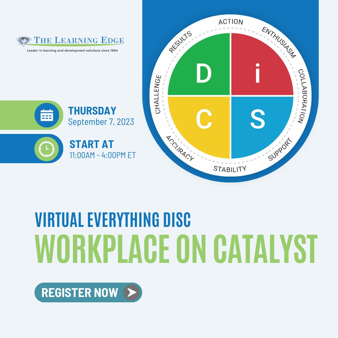Unlocking team potential with #EverythingDiSC Workplace on Catalyst! Join our interactive session and discover how to build stronger, more connected teams. Limited seats are available. Register now and ignite your workplace success! 
#teamwork #professionaldevelopment #leadership
