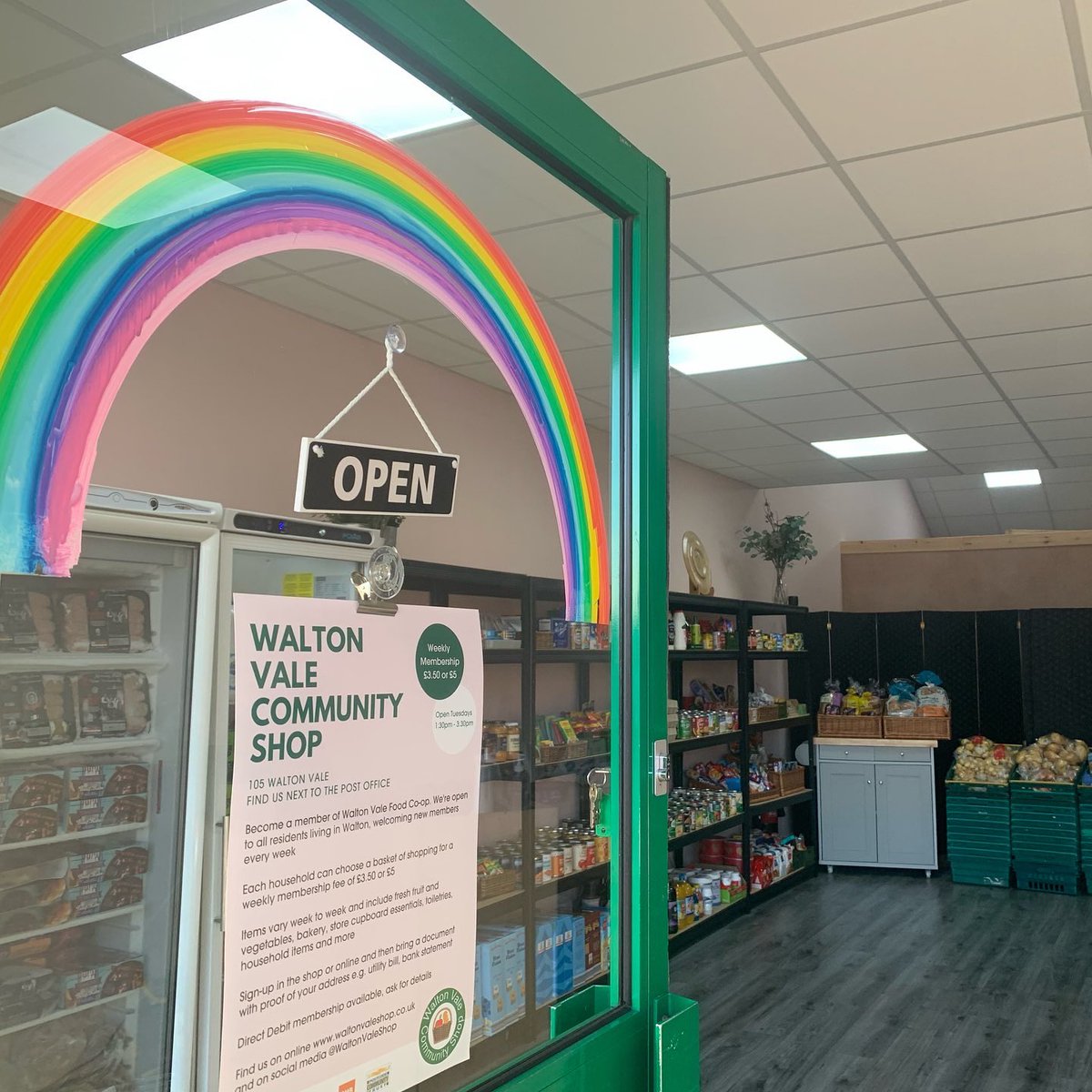 We’re open today and Thursday from 1:30-3:30pm

How it works:
🛒 Members pay £3.50 or £5 for a basket of groceries

🍎 Items vary weekly and include fresh fruit &amp; veg, store cupboard essentials, toiletries, household items &amp; more

 ✅ Open to all in Walton