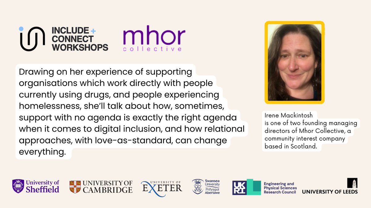 IncludeNPlus's tweet photo. ‘Doing’ #DigitalInclusion

Our INCLUDE+ CONNECT programme is shaping nicely &amp; we're absolutely honoured to have @irenewarnermack  from @MhorCollective running one of the workshops.

More information: https://t.co/0LUvaOvQ4T https://t.co/ey71epc1zg