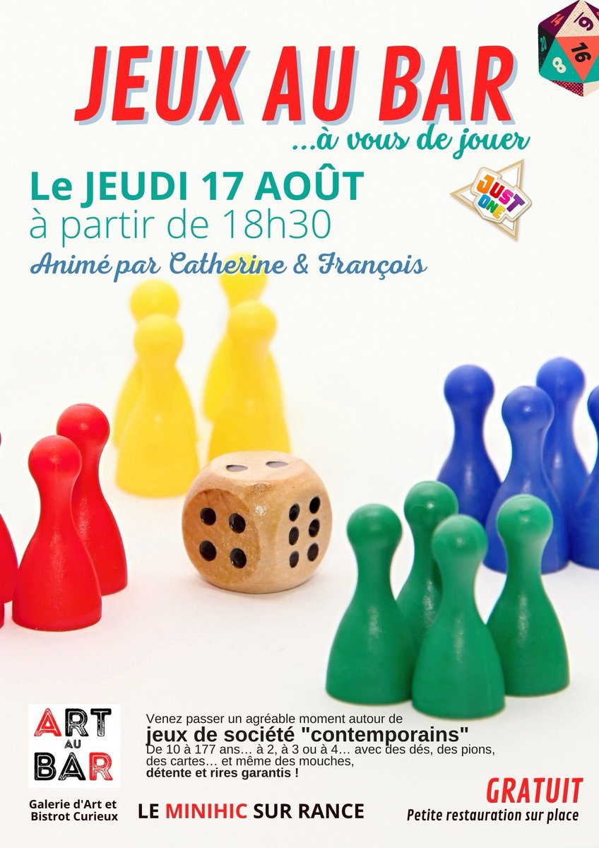 erickbourriot's tweet photo. Les jeux du jeudi c'est à l'Art au Bar. Pour un vrai moment de convivialité et pour découvrir les jeux de société contemporains. 
#artaubar #ludotheque #jeux #leminihicsurrance https://t.co/2iCISmOiCp
