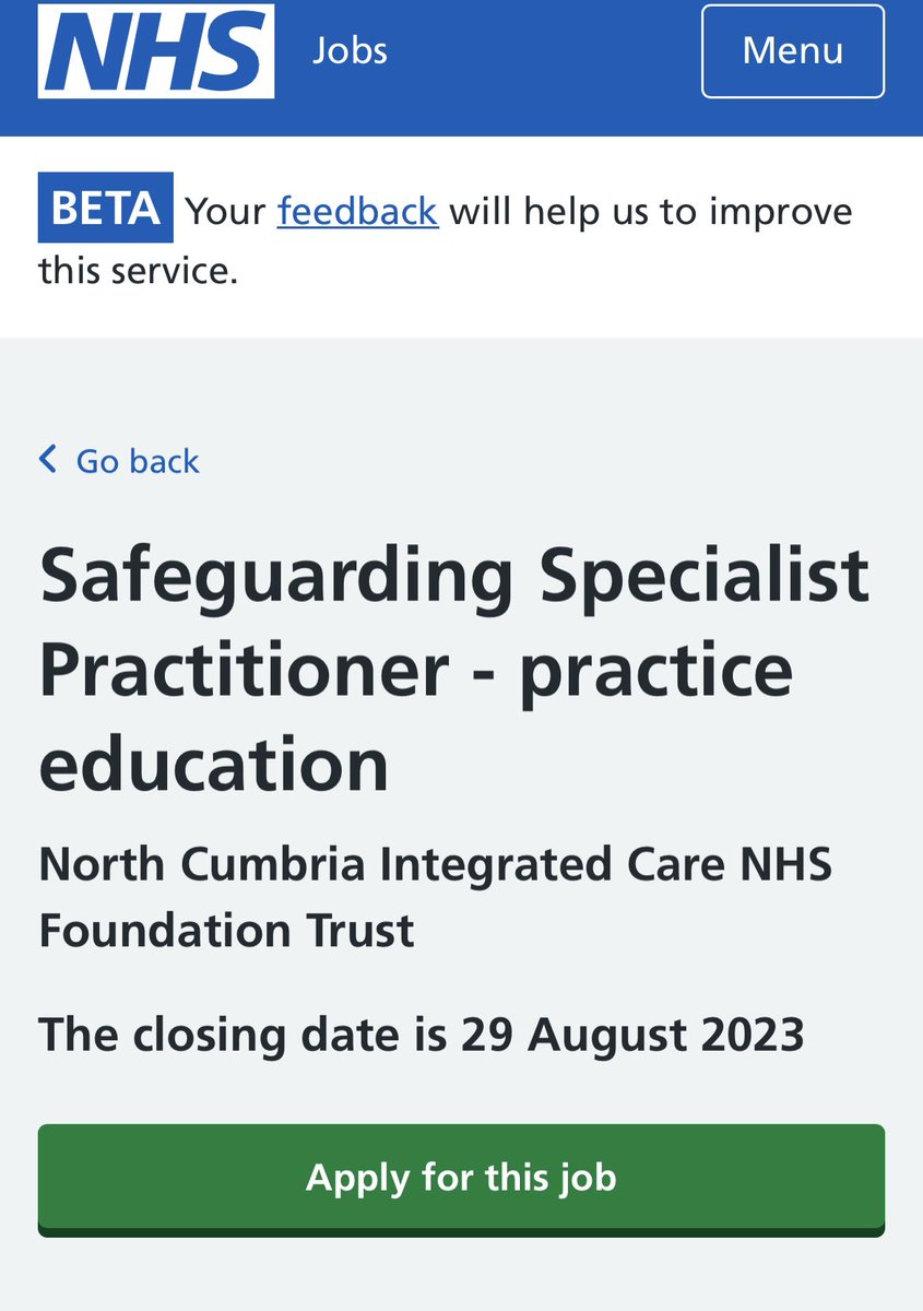 ⭐️⭐️so excited to share we have a number of new opportunities! The #safeguarding team at @NCICNHS are recruiting 😄, we’d love to hear from you if you’re interested in the advert below ⬇️ please share 🙏 jobs.nhs.uk/candidate/joba…