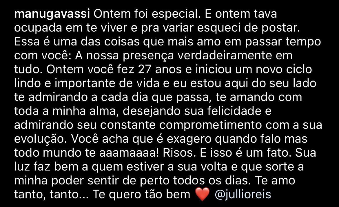 PortalGavassi's tweet image. Feliz Aniversário, Jullio 🥳

Ontem foi aniversário de Jullio Reis e Manu Gavassi acaba de postar um texto homenageando o namorado! 

Fofos demais, né?!😍