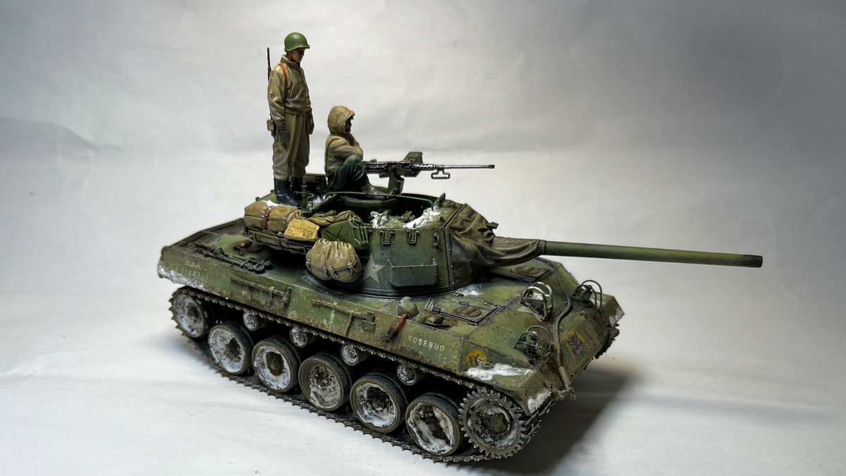M18 Hellcat 
705TD Bataillon 
Bastogne December 1944
タミヤのヘルキャットにデフのデカールとアキュリットアーマーとアルパインのフィギュアとエシュロンの荷物とパッションの3Dプリントパーツを組み合わせて作りました。