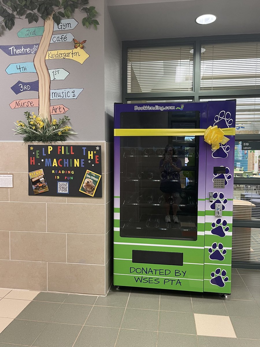 wselibrarian's tweet photo. Thank you @WSESPTA for purchasing a book vending machine for our school. I can’t wait to see it filled with books! @WSESWildcats @KISDreads https://t.co/wtJiARIKMN