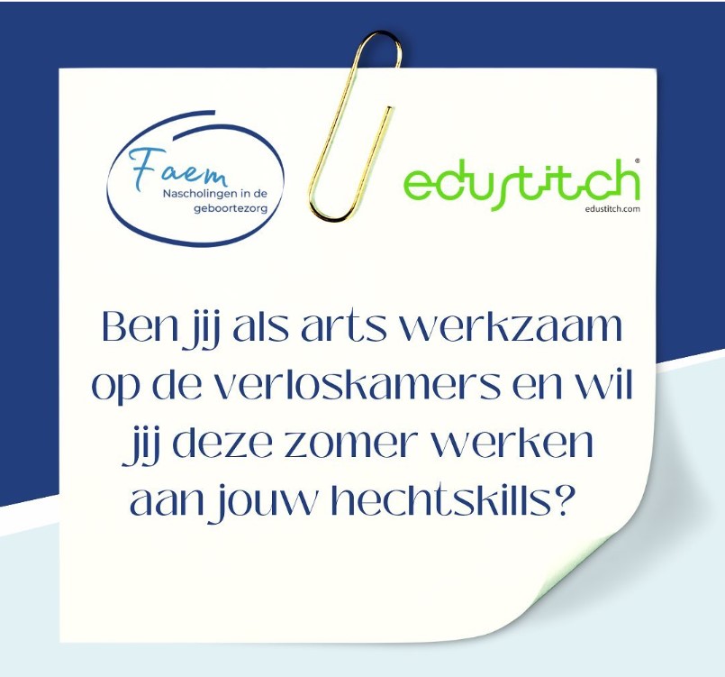 Edustitch's tweet photo. Goed leren hechten is 1 van de lastigste dingen als je net begint op de verloskamers.
EduStitch en Faem hebben de handen ineen geslagen en zorgen voor een mooie zomeractie!
Kijk voor alle info op https://t.co/kn3SyZrPiF https://t.co/0G8y8mbILc