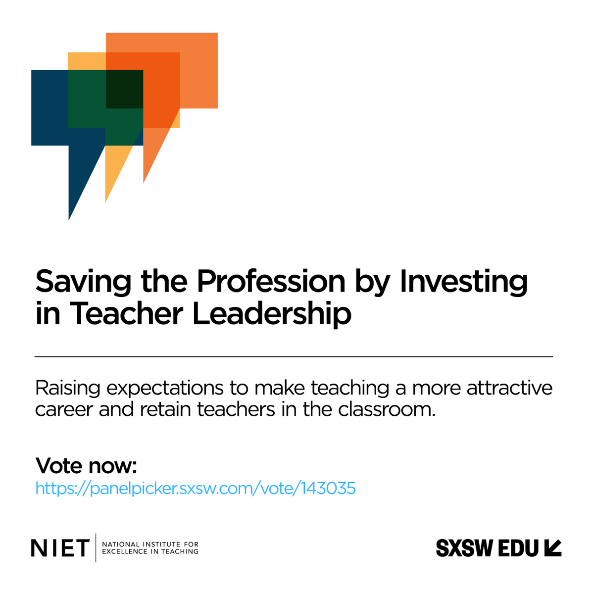 NIETteach's tweet image. Our panel on saving the teaching profession needs your vote for @SXSWEDU! Please vote now: bit.ly/3ONQuj7 #Education #PanelPicker #SxSWEDU2024 @smhardimon @perrytwpschools @DuronOmar @dwillisjones