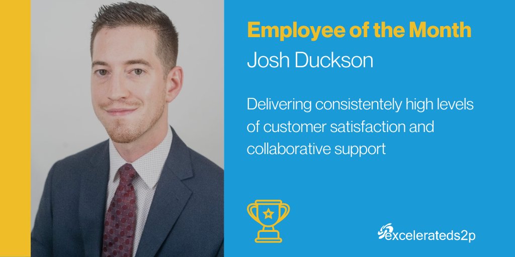 Congratulations to Josh Duckson, our employee of the month.

Josh was recommended for delivering consistently high collaborative skill and customer satisfaction.

Thanks for providing high standards of support for colleagues &amp; customers. 

#excelerateds2p #employeeofthemonth