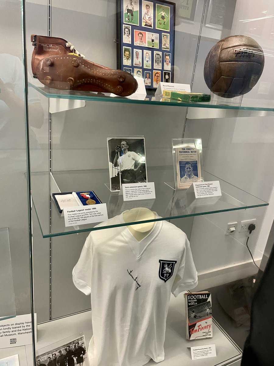invincibles1881's tweet photo. Fantastic trip out today with the Lancashire @SportsMemNet members and @pnecommunity to @UCLan to see the #tomfinney exhibition.  Had the pleasure of former northender Eric Jones company and  Tom’s son, Brian Finney. https://t.co/LNR3oxVa0A