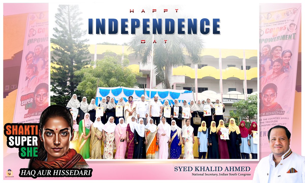 syedkhalid4488's tweet photo. 📍 Davangere, Karnataka 

She empowers, she uplifts, she raises the flag! Celebrate Independence Day with the Shakti Super She campaign. 
@Allavaru @srinivasiyc @rssurjewala @MayuraSJ
@MansoorKhanINC @siddaramaiah @DKShivakumar

#IndiaKiShakti 🇮🇳 https://t.co/PsOBcT9l5J