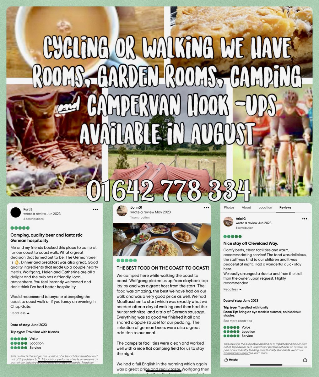 chopgatebuckinn's tweet photo. Don't just take our word for it! #chopgatebuckinn #northyorksnationalpark #bilsdale  #camping #quirky #cycling #rooms #realfood #realbeer #realservice https://t.co/RZBfJ0Bk0G