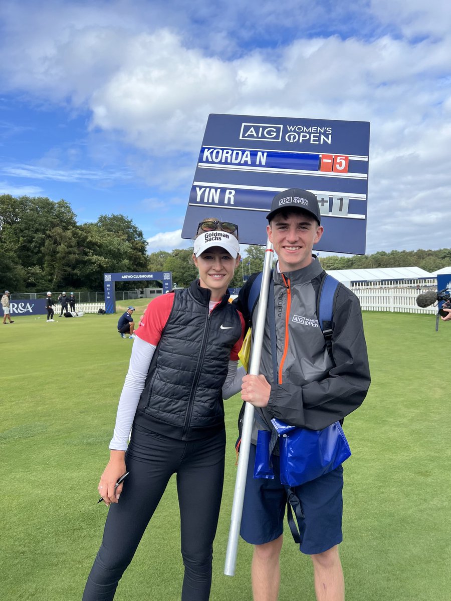 Well that was an epic week ⁦@waltonheath_gc⁩ for the ⁦@AIGWomensOpen⁩. Two days caddying and 4 days walking scorer for my son who loved it. Nelly is a total star.