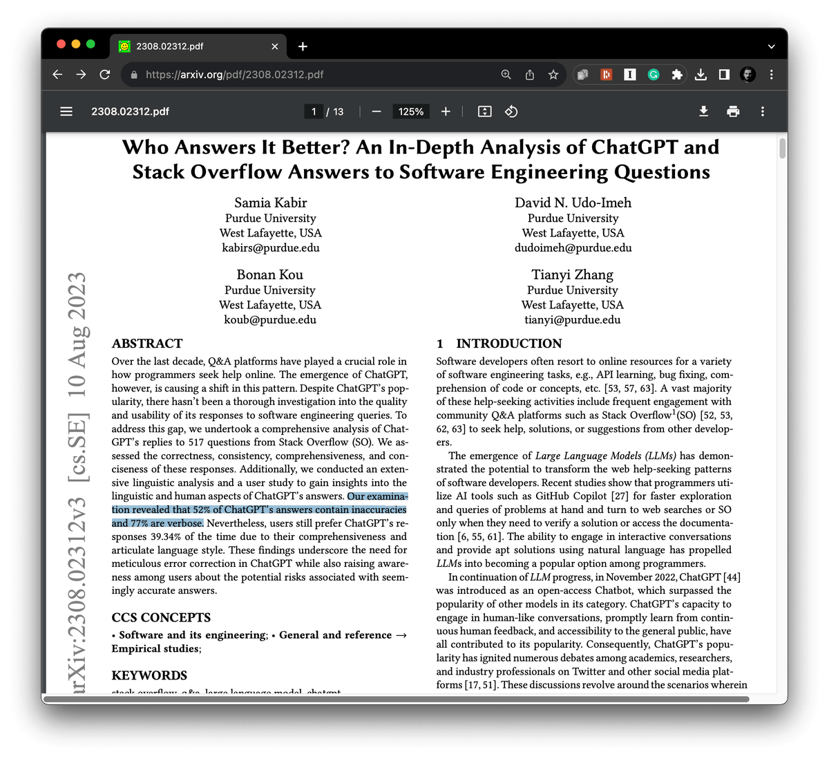svpino's tweet photo. Here is why developers don't trust research papers anymore:

I ran a poll with more than 3,500 answers, and 80% of the respondents find ChatGPT helpful when writing code.

But last week, a new research paper came out. They compared ChatGPT with Stack Overflow using Software Engineering questions.

Their conclusions:

• 52% of ChatGPT-generated answers are incorrect.
• 62% of the answers are more verbose than human answers.

Some prominent people have already echoed these results. To them, ChatGPT is nothing else than a parrot unable to write any useful code.

But if you dig deeper, you will see what's going on:

The paper used ChatGPT 3.5-Turbo. Why would they use a worse model when GPT-4 and Code Completion have been available for a while?

Right from the start, this research feels disingenuous. Why didn't the authors use the best version of ChatGPT?

The methodology to evaluate the model follows what others have already done: either the model answers flawlessly or is a failure. This is a massive disconnect between studies like this and real life.

I've used ChatGPT a lot since it came out. It makes mistakes. While these answers might be incorrect for research experiments, they are still helpful.

I’m much better using ChatGPT than without it, and any research paper saying otherwise is disconnected from reality.

Here is the paper: https://t.co/awotZzKWGy.

80% of developers find ChatGPT helpful.

Why do you think so many people don’t want to accept this?