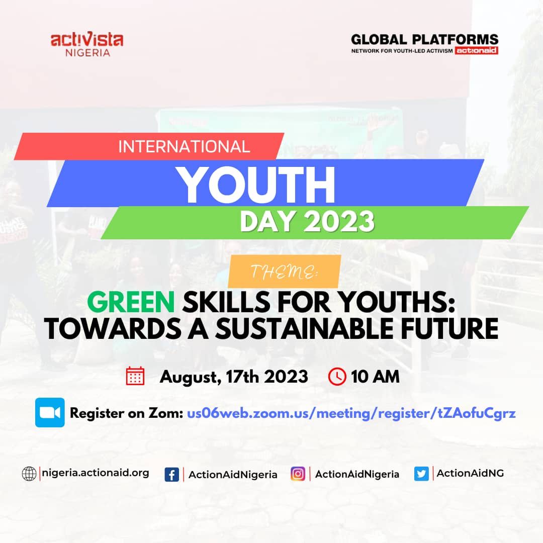 Keep a date with <a href="/ActivistaNG/">ActivistaNigeria</a>  and <a href="/ActionAidNG/">ActionAid Nigeria</a> as we mark this year's International Youth Day.
<a href="/danielamicheal/">Mr. D🇳🇬</a> <a href="/BenTaliyen/">Benjamin Innocent</a> <a href="/Danieldanmagaji/">REFORM NIGERIA</a> 
#iFollowKadunaActivista