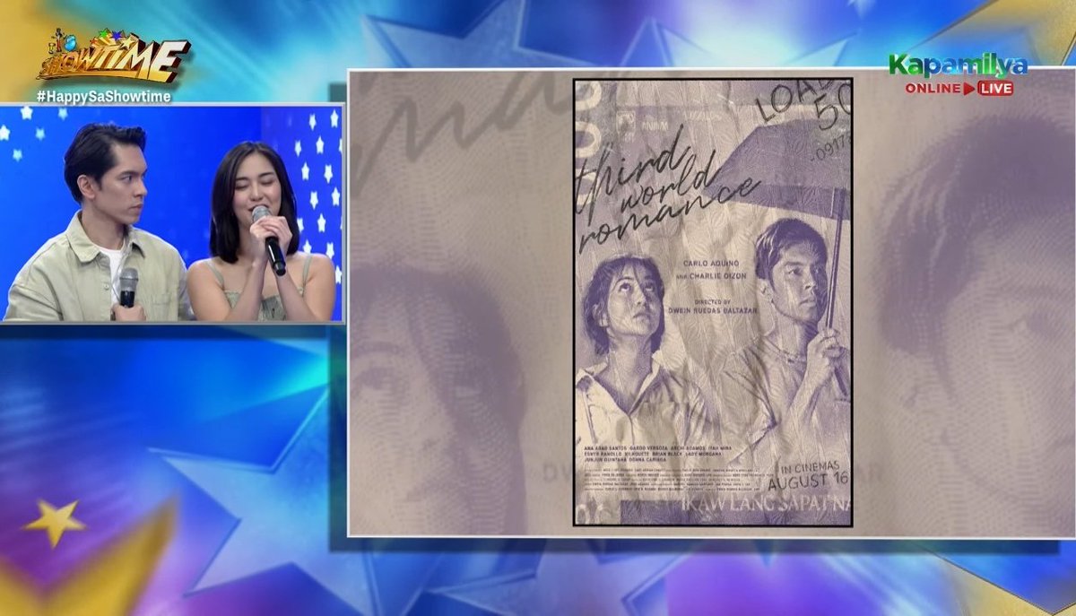 RosaNoelene's tweet image. Grabe kuya CARLO AQUINO yang tingin mo kay CHARLIE DIZON ha nakakainggit. Kung noon okay lang na single ako pero ngayon parang hindi na. Ano ba yan kuyang CARLO. #HappySaShowtime #ItsShowtimeNa 
Guys manood tayo ng THIRD WORLD ROMANCE.