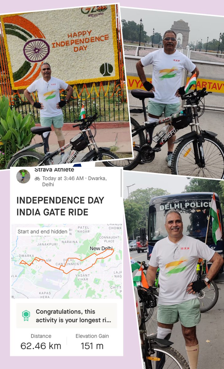 captsangwan's tweet photo. Independence day 62 km ride to INDIA GATE saluting sacrifices of our freedom fighters. Jai Hind. https://t.co/kd9HPmoXB2