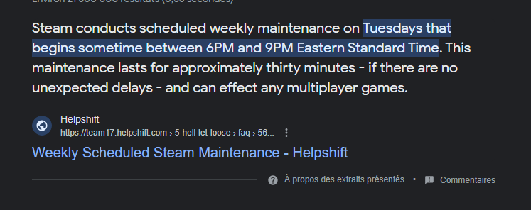 Cyn0my's tweet photo. @Steam Weekly reminder, steam weekly maintenance every tuesdays https://t.co/ZNDyTuopQ8