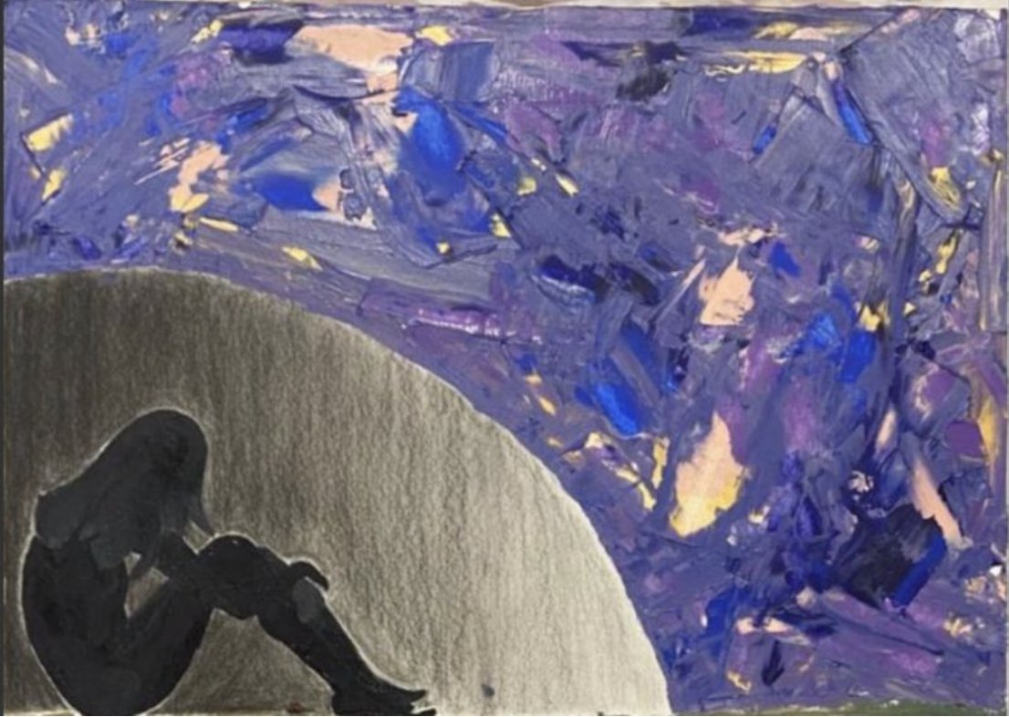 The artwork "I wish..." by student artist Aadya Bajaj portrays self-doubt using acrylic paints, charcoal, epoxy clay, and palette knives. Self-doubt, a prevalent issue, damages mental health by fostering a need for external validation.  Visit to read:
sharehopeandhealing.org