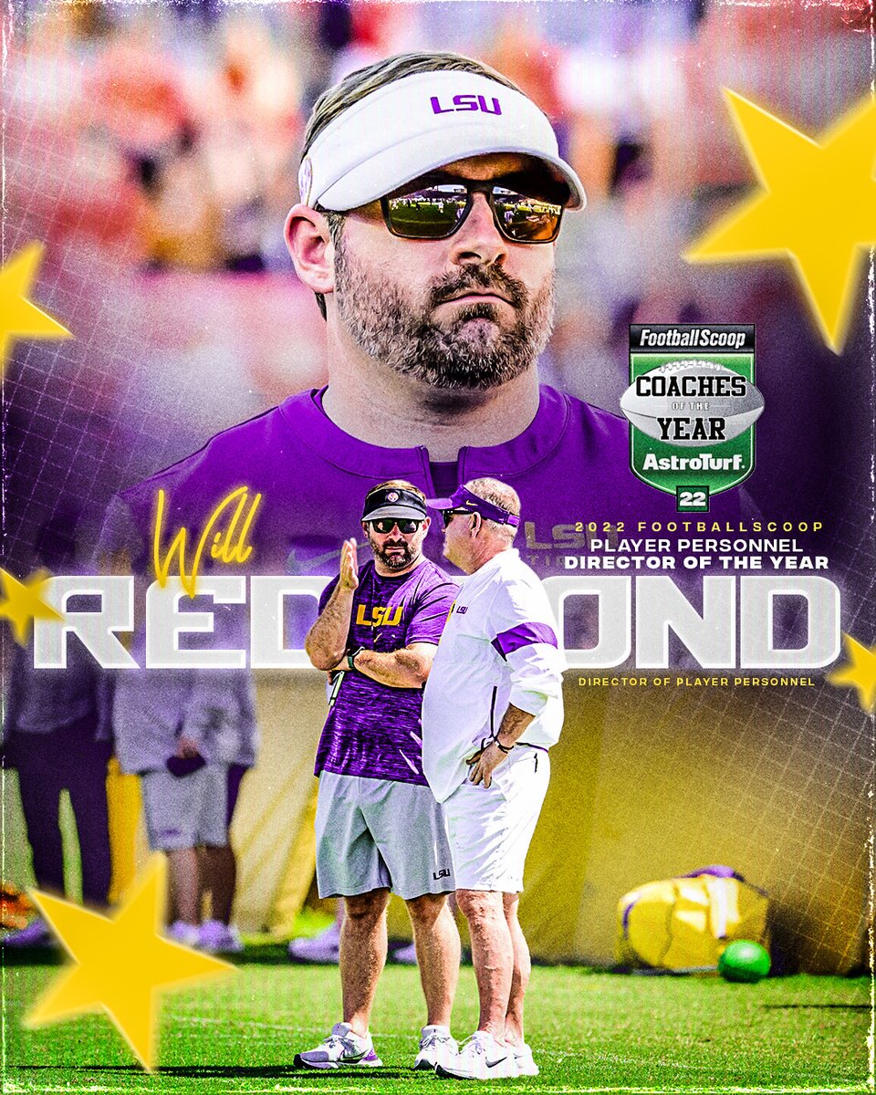 2022 Player Personnel Director of the Year

Congratulations to @WillRedmond_LSU on the honor from <a href="/FootballScoop/">FootballScoop</a>. Will led the team that rebuilt a roster with 39 scholarship players to SEC West Champions and a 10-win season!