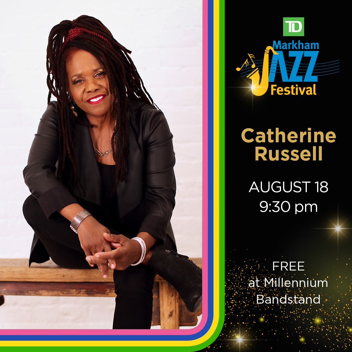 Thrilled to announce Grammy Award-winning vocal sensation Catherine Russell will headline Friday night of the 2023 TD Markham Jazz Festival! 🎉 The concert happens on the Millennium Bandstand Stage, August 18, at *9:30 pm. See you there! markhamjazzfestival.com