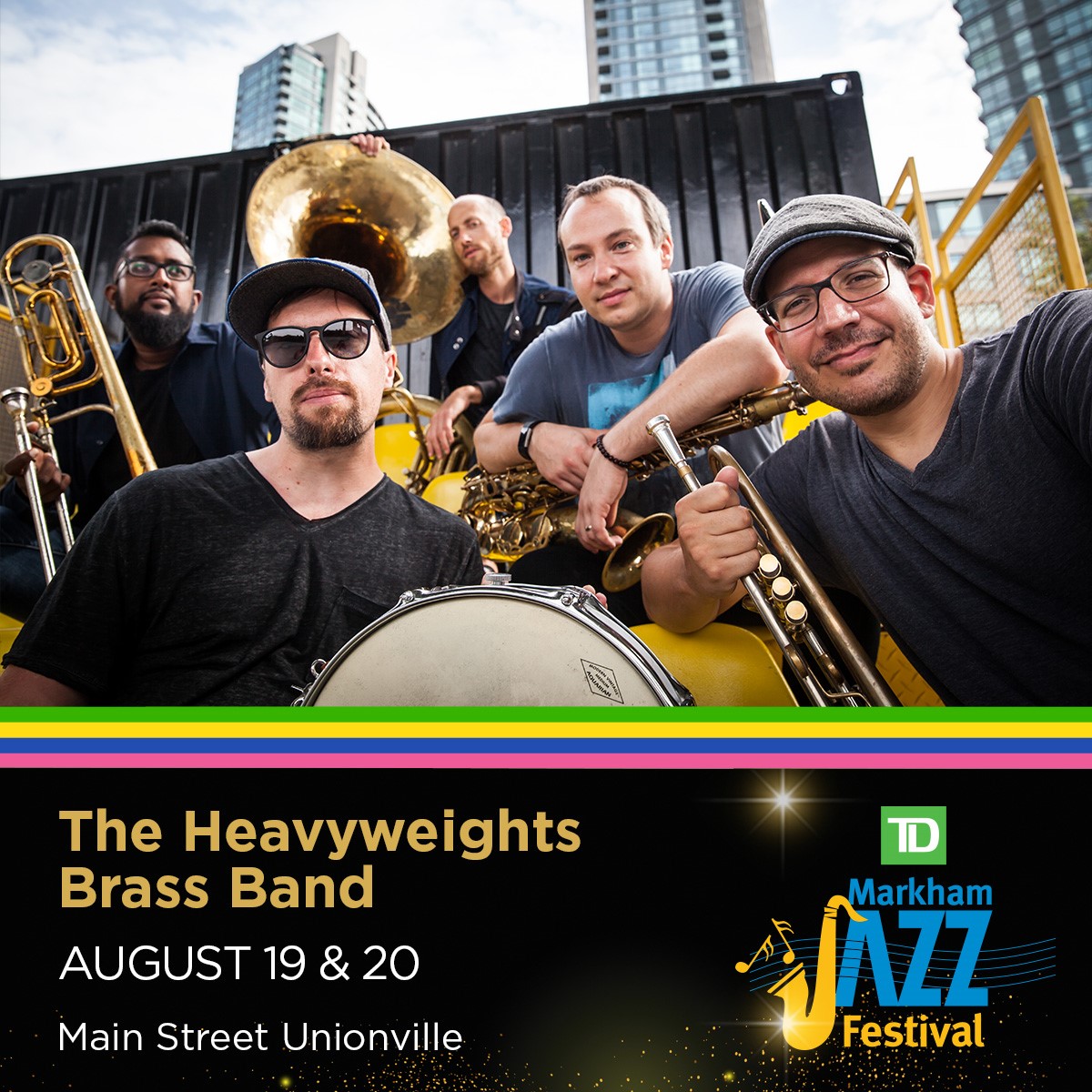 Canada’s Heavyweights Brass Band @heavyweightsbb add their New Orleans-inspired energy to Main St. Unionville on Saturday AND Sunday, August 19 and 20 from 12:30 pm. This is going to be incredible! 🎺🎵 @VisitMarkham