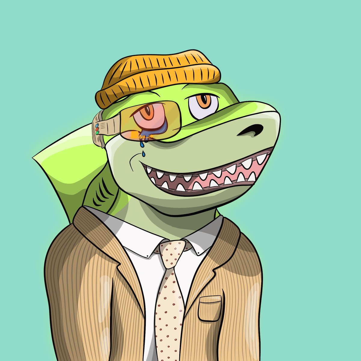 2nd in a rumble in <a href="/SkuliFrens/">skulifrens.algo</a> discord, won me this atomic <a href="/AquatopiaNFT/">Aquatopia</a> Shark! Even has @_AquaKish suit on! Thanks @LivingInBahstin 🎉#buyskulifrens