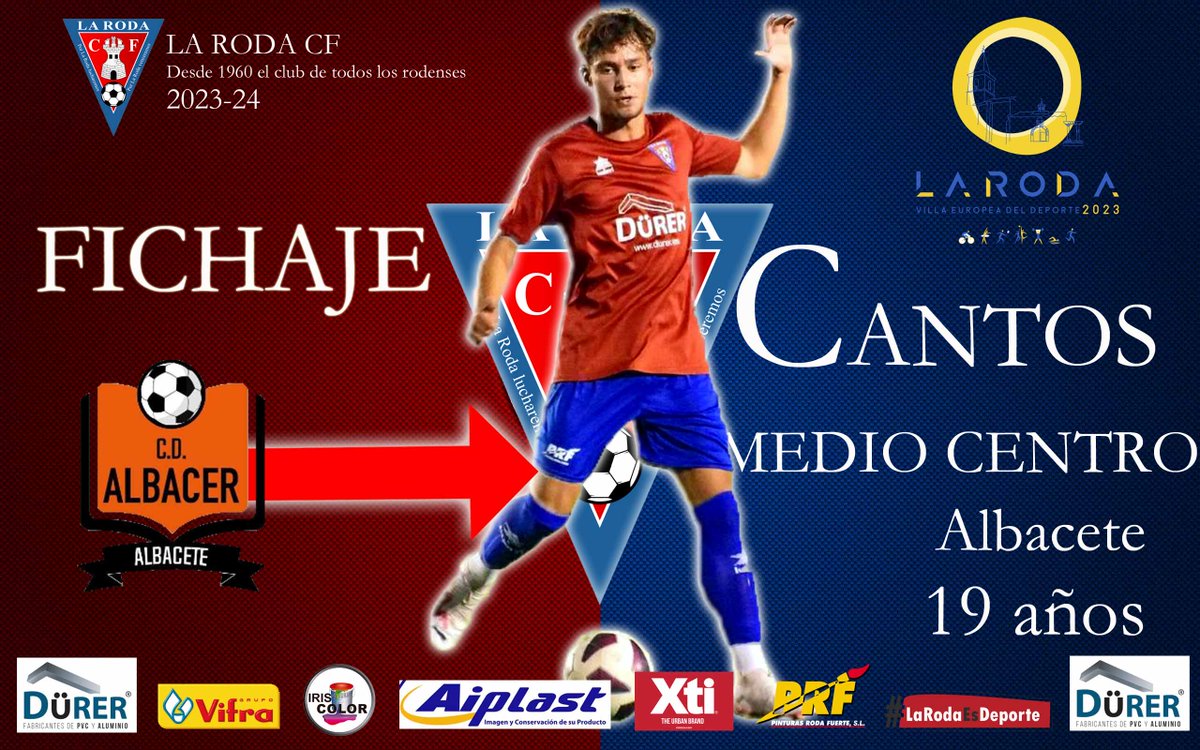 📢Cantos es nuevo jugador de La Roda CF‼️

🔝Medio centro muy técnico con buena lectura de juego y mucho crecimiento de aquí en adelante.

☑️Supera el periodo de prueba y se quedará con nosotros esta temporada.

🤝Bienvenido Cantos‼️