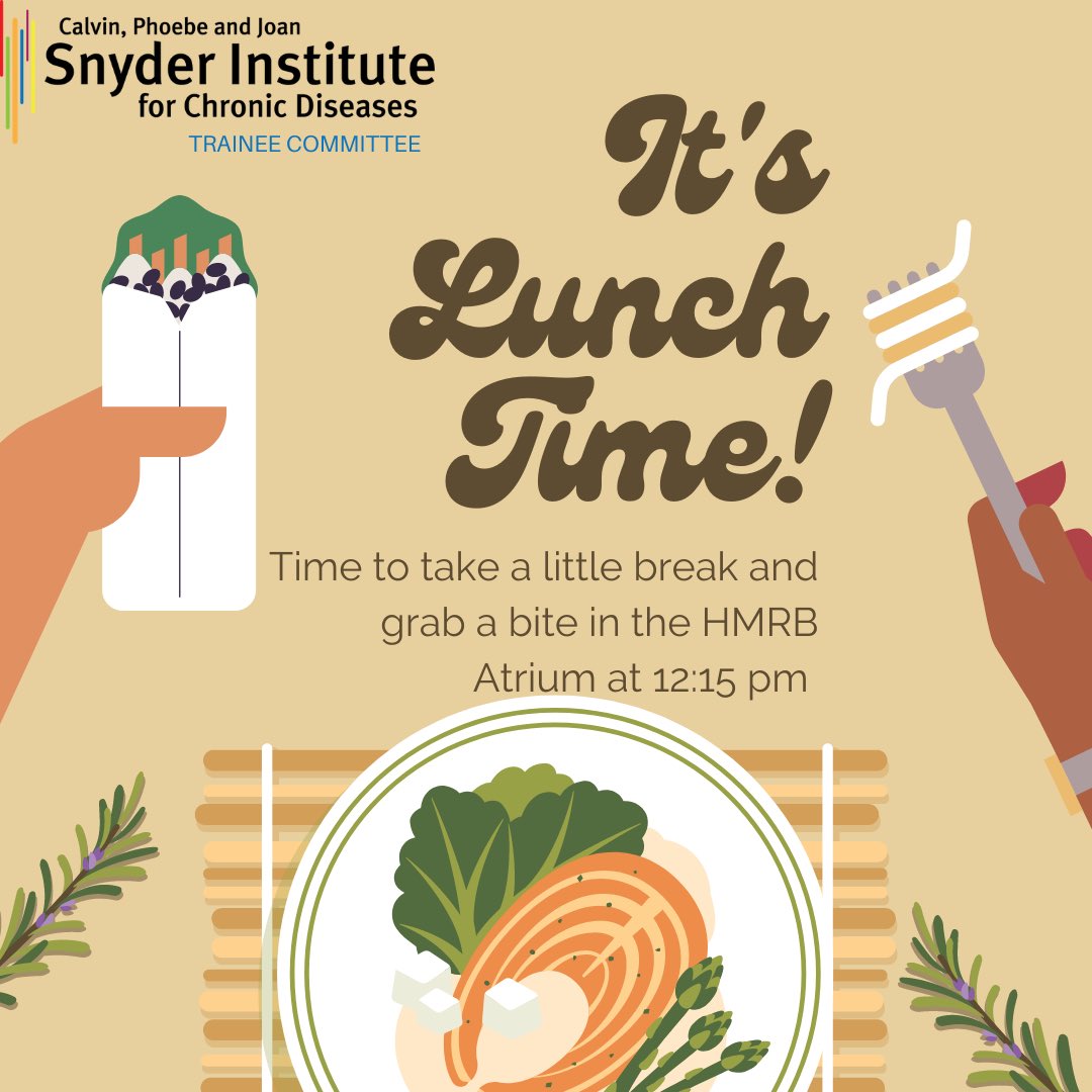 Head over to the HMRB Atrium for a lunch break! We will be back at 1:15 for our poster session #2 in the Hippocrates Mall!