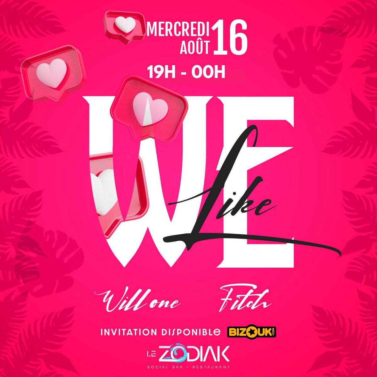 CParadiise's tweet photo. Mercredi 16 août 2023

We Like ❤️

Ambiance love and chill à l'honneur 🥰😌
Cudipon sera votre allié ne le décevez pas.

DJ Will one and Dj Fitch 

Gratuit pour tous avant 21h30 🆓
Consommation obligatoire ✋

📍Lieu : Le Zodiak https://t.co/AMb7Jb9wqy
