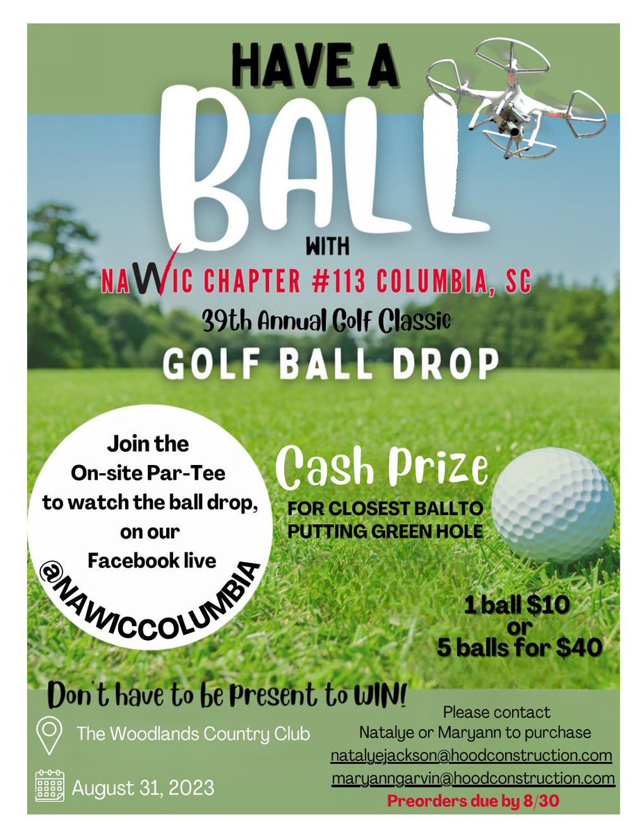 Can’t make our tournament this year? You can still win big! You don’t need to be present to claim your prize.

1 golf ball for $10
5 golf balls for $40