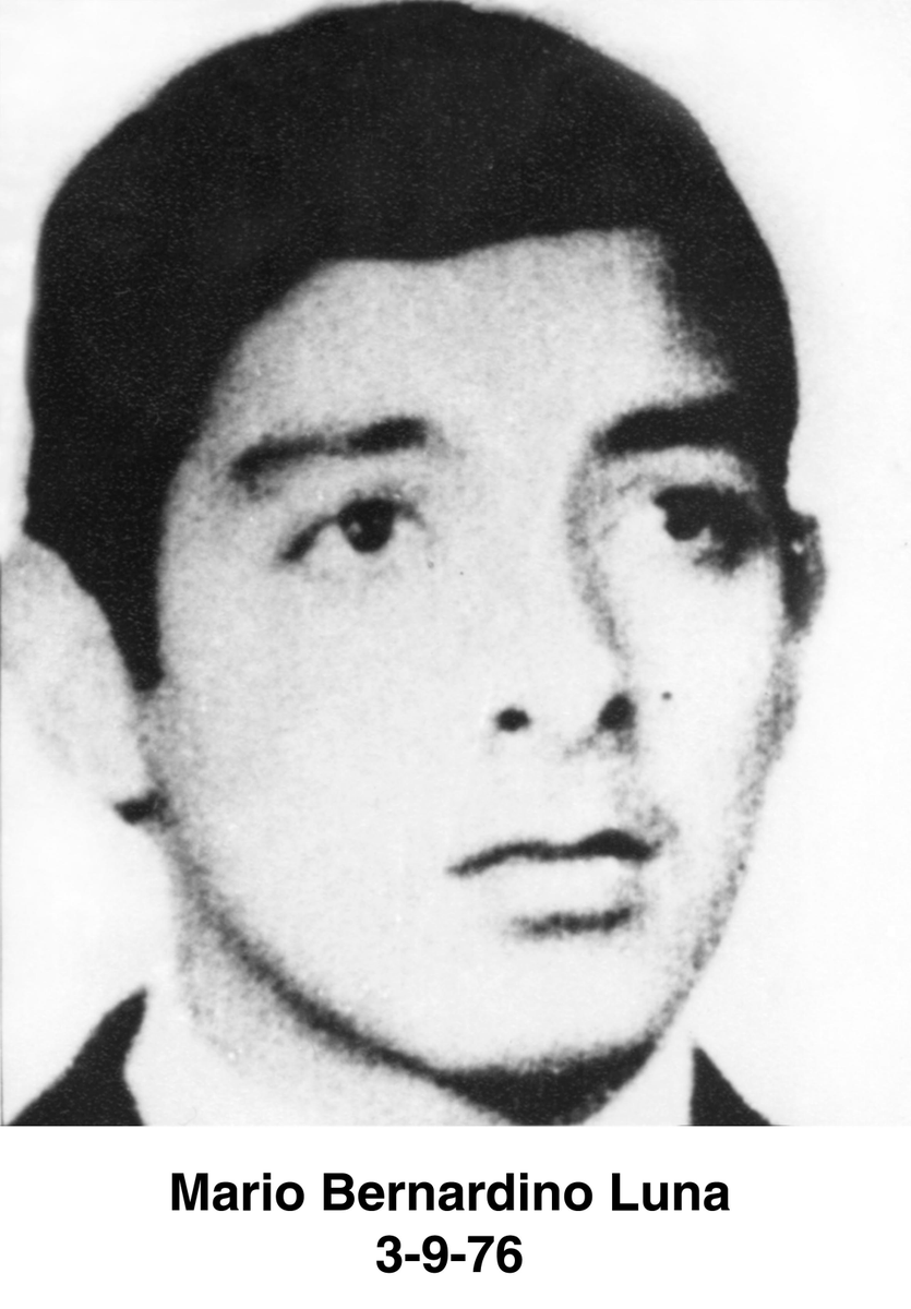 #MarioBernardinoLuna venne sequestrato dagli squadroni della morte dell'esercito argentino il #3settembre 1976 a #SanRamónDeLaNuevaOrán.
Aveva 24 anni.Non fu visto in nessun #CCD.Scomparso.