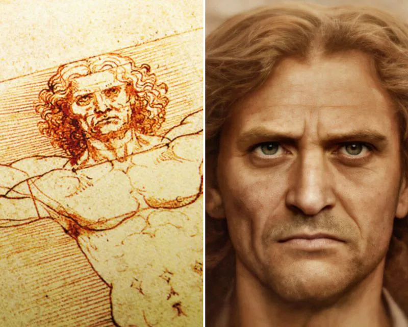 FunPolitics1's tweet photo. Leonardo's Vitruvian Man finally has a face after so long https://t.co/7qSoibaXTZ