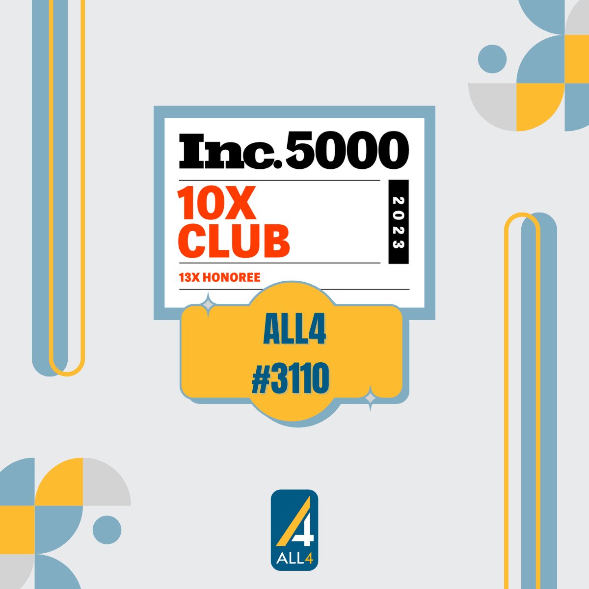 We made the list...for the 13th time! Proud to be a repeat honoree on the #inc5000 2023 list of fastest growing private companies. A special thank you to our supportive community of employees, clients, and partners.