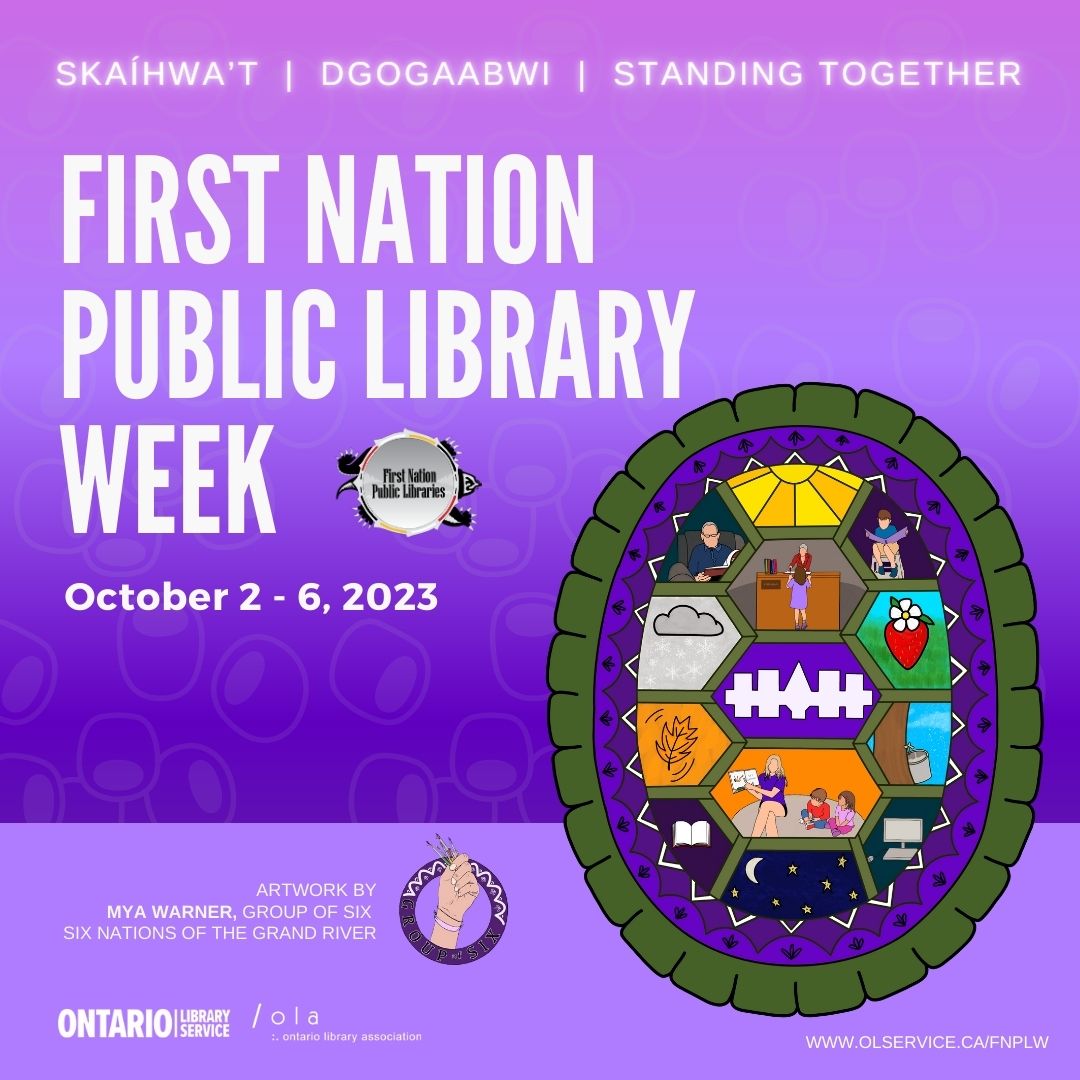 Join us as we celebrate the 2023 First Nation Public Library Week. Download free posters, social media templates, and fillable calendars on the #FNPLW website. Videos and resources posted are free and can be used for public programming year-round. resources.olservice.ca/fnplw/2023