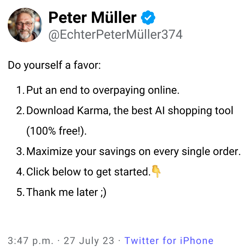 karma_shopping's tweet photo. Most online shoppers are overpaying on Amazon if they don't use Karma. Join the 4.7 Million users who have already signed up for this FREE app and saved up to 23% on online purchases.
